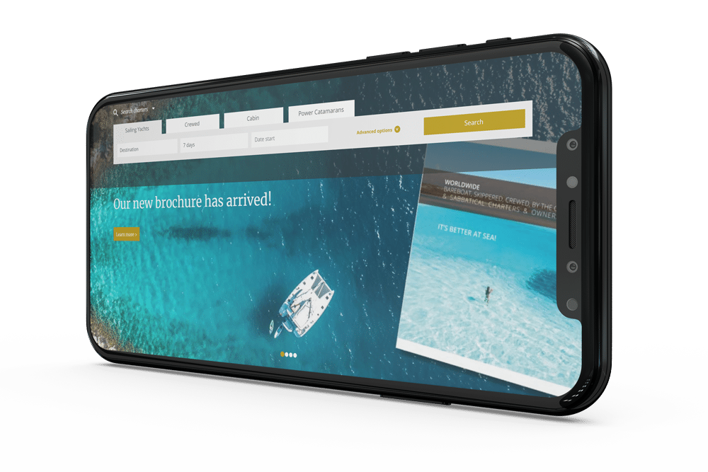 Smartphone affichant un site web.