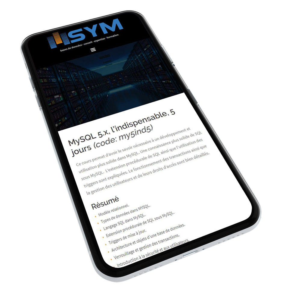 Smartphone affichant une page web.